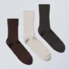 Pack de 3 pares de calcetines de caña media acanalados – Rojo oscuro/Beige claro/Gris oscuro Pack de 3 pares de calcetines de caña media acanalados – Rojo oscuro/Beige claro/Gris oscuro