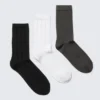 Pack de 3 pares de calcetines de caña media con punto trenzado – Negro/Blanco/Gris Pack de 3 pares de calcetines de caña media con punto trenzado – Negro/Blanco/Gris