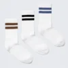 Pack de 3 pares de calcetines de rayas – Blanco – Marrón/Negro/Azul Pack de 3 pares de calcetines de rayas – Blanco – Marrón/Negro/Azul