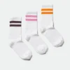 Pack de 3 pares de calcetines deportivos a rayas – Blanco con rayas multicolores