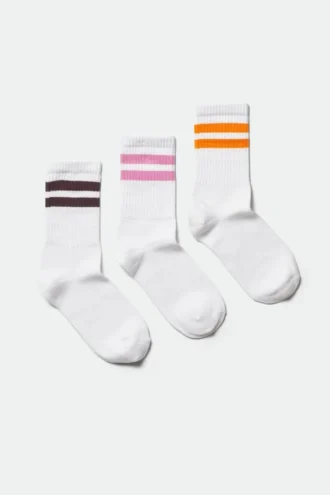 Pack de 3 pares de calcetines deportivos a rayas – Blanco con rayas multicolores