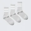 Pack de 3 pares de calcetines deportivos a rayas – Gris – Rayas blancas Pack de 3 pares de calcetines deportivos a rayas – Gris – Rayas blancas