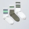 Pack de 3 pares de calcetines deportivos a rayas – Mezcla de rayas verdes Pack de 3 pares de calcetines deportivos a rayas – Mezcla de rayas verdes