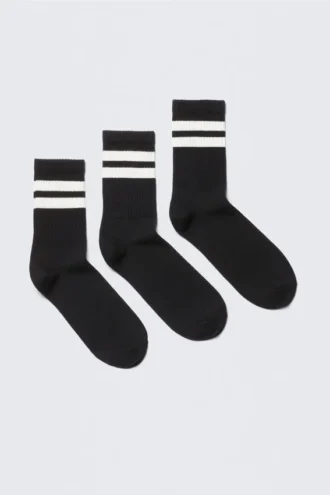 Pack de 3 pares de calcetines deportivos a rayas – Negro a rayas