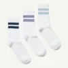 Pack de 3 pares de calcetines deportivos a rayas – Rayas multicolores en blanco Pack de 3 pares de calcetines deportivos a rayas – Rayas multicolores en blanco