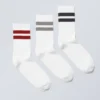 Pack de 3 pares de calcetines deportivos a rayas – Rayas rojas, grises y negras Pack de 3 pares de calcetines deportivos a rayas – Rayas rojas, grises y negras