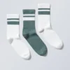 Pack de 3 pares de calcetines deportivos a rayas – Turquesa