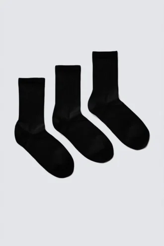 Pack de 3 pares de calcetines deportivos acanalados – Negro