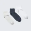 Pack de 3 pares de calcetines deportivos bajos – Blanco/Gris/Azul marino Pack de 3 pares de calcetines deportivos bajos – Blanco/Gris/Azul marino