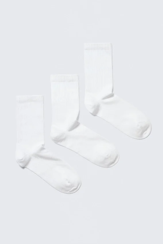 Pack de 3 pares de calcetines deportivos – Blanco Pack de 3 pares de calcetines deportivos – Blanco