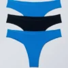 Pack de 3 slips brasileños de algodón Inez – Azul brillante/Negro Pack de 3 slips brasileños de algodón Inez – Azul brillante/Negro