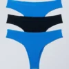 Pack de 3 slips brasileños de algodón Inez – Azul brillante/Negro Pack de 3 slips brasileños de algodón Inez – Azul brillante/Negro