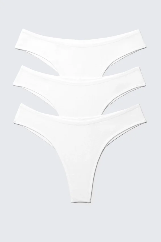 Pack de 3 slips brasileños de algodón Inez – Blanco Pack de 3 slips brasileños de algodón Inez – Blanco