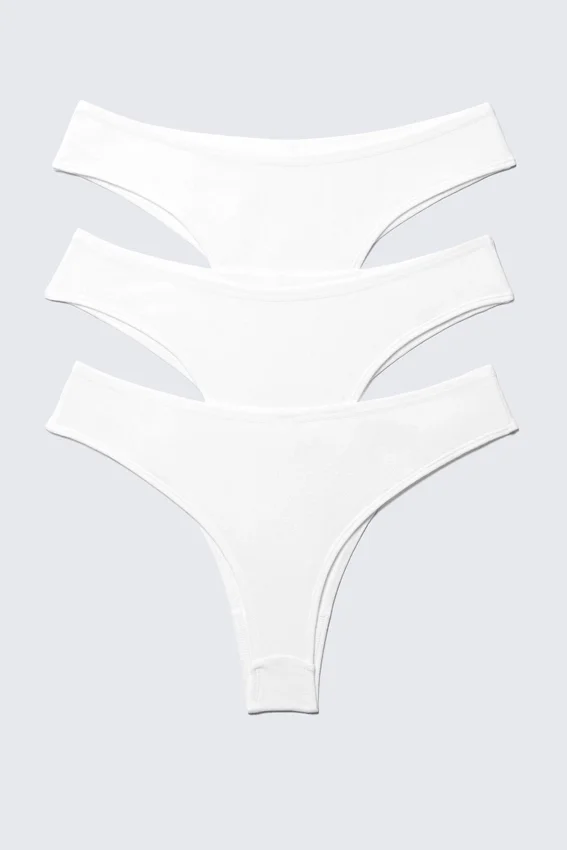 Pack de 3 slips brasileños de algodón Inez – Blanco Pack de 3 slips brasileños de algodón Inez – Blanco