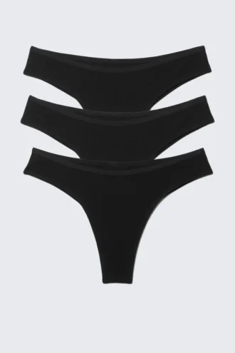 Pack de 3 slips brasileños de algodón Inez – Negro