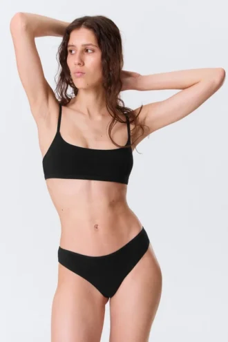 Pack de 3 slips brasileños de algodón Inez – Negro