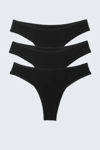 Pack de 3 slips brasileños de algodón Inez – Negro