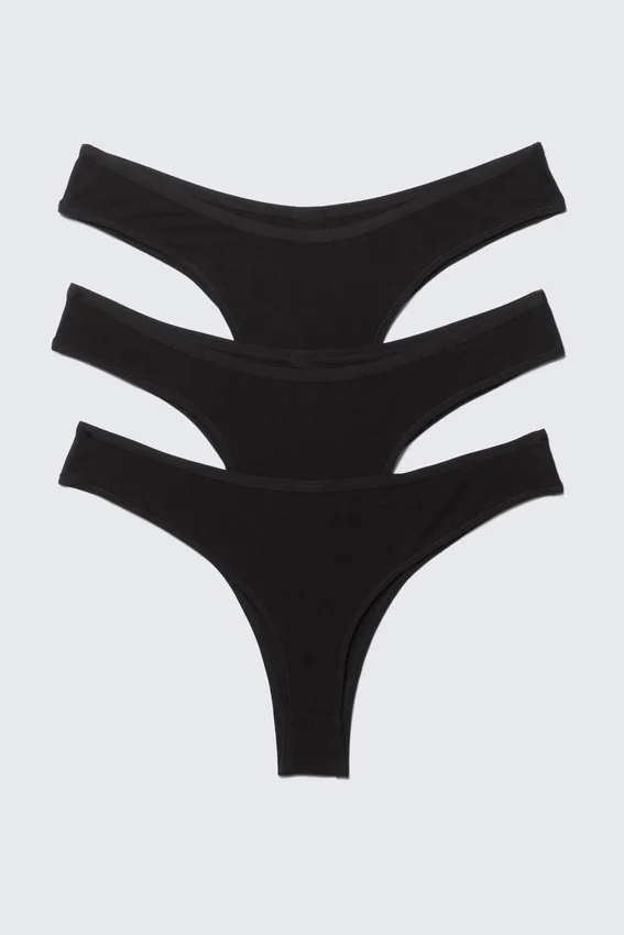 Pack de 3 slips brasileños de algodón Inez – Negro Pack de 3 slips brasileños de algodón Inez – Negro