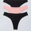 Pack de 3 slips brasileños de algodón Inez – Negro y rosa claro Pack de 3 slips brasileños de algodón Inez – Negro y rosa claro