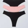 Pack de 3 slips brasileños de algodón Inez – Negro y rosa claro Pack de 3 slips brasileños de algodón Inez – Negro y rosa claro