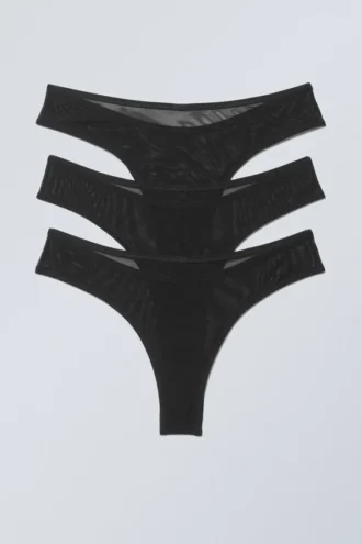 Pack de 3 slips brasileños de malla Bonnie – Negro