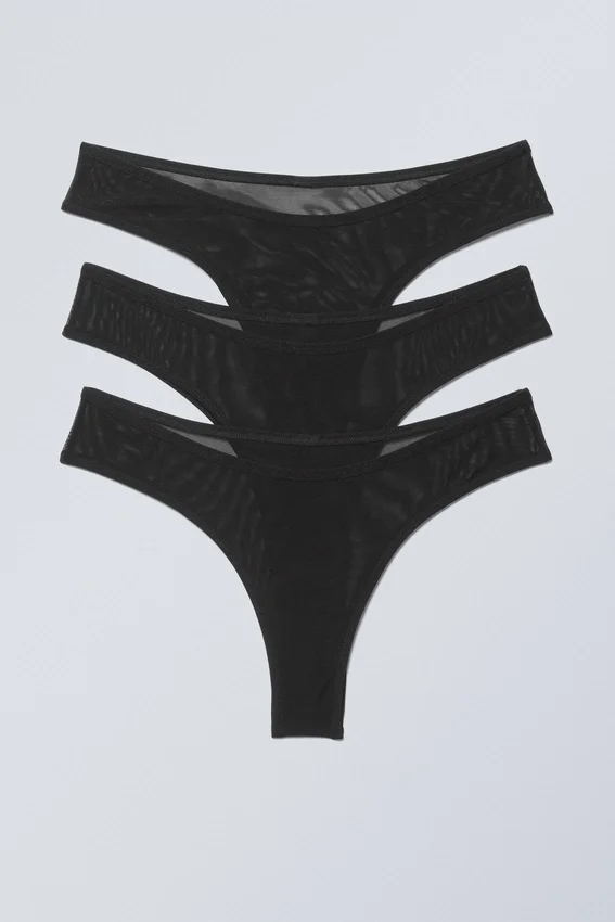 Pack de 3 slips brasileños de malla Bonnie – Negro Pack de 3 slips brasileños de malla Bonnie – Negro