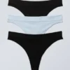 Pack de 3 tangas Cat Soft sin costuras y de talle alto – Negro y azul claro Pack de 3 tangas Cat Soft sin costuras y de talle alto – Negro y azul claro