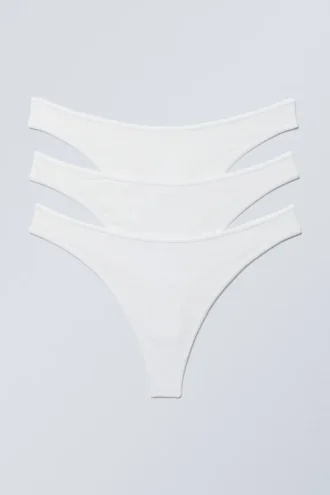 Pack de 3 tangas de algodón Jade – Blanco
