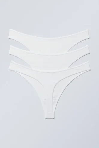 Pack de 3 tangas de algodón Jade – Blanco