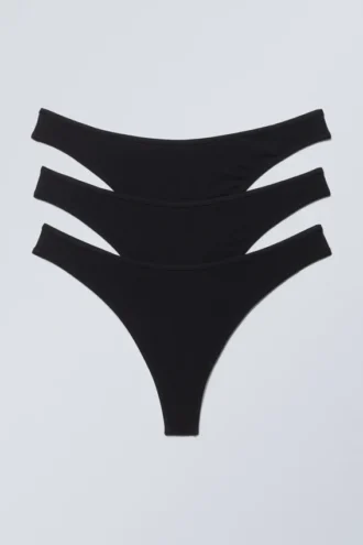 Pack de 3 tangas de algodón Jade – Negro