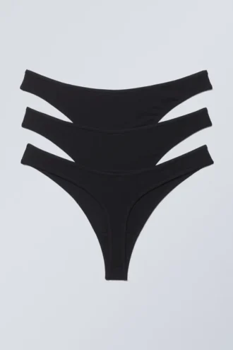 Pack de 3 tangas de algodón Jade – Negro