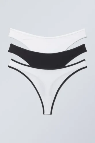 Pack de 3 tangas de algodón Jade – Negro y blanco
