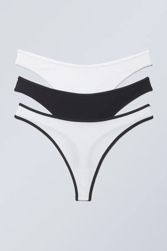 Pack de 3 tangas de algodón Jade – Negro y blanco Pack de 3 tangas de algodón Jade – Negro y blanco