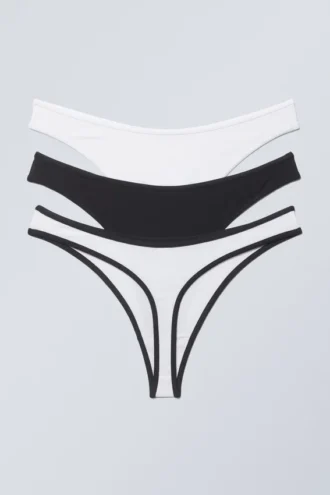 Pack de 3 tangas de algodón Jade – Negro y blanco