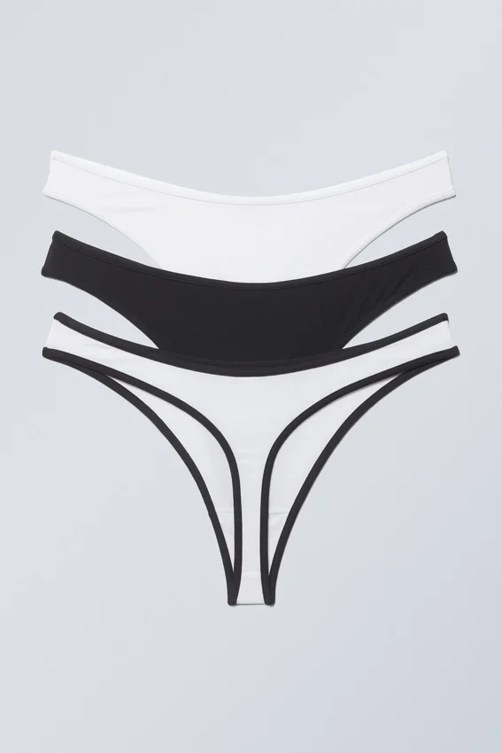 Pack de 3 tangas de algodón Jade – Negro y blanco Pack de 3 tangas de algodón Jade – Negro y blanco
