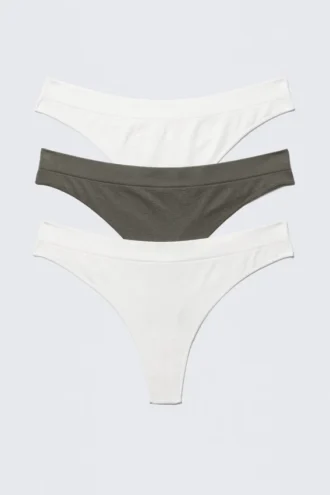 Pack de 3 tangas sin costuras – Blanco/Verde caqui