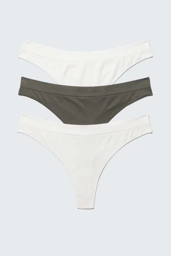 Pack de 3 tangas sin costuras – Blanco/Verde caqui Pack de 3 tangas sin costuras – Blanco/Verde caqui