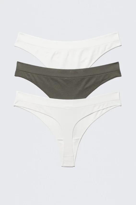 Pack de 3 tangas sin costuras – Blanco/Verde caqui Pack de 3 tangas sin costuras – Blanco/Verde caqui