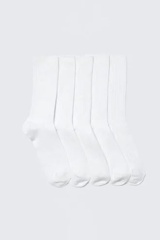 Pack de 5 calcetines acanalados – Blanco