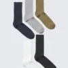 Pack de 5 calcetines acanalados – Caqui/Azul/Gris carbón/Gris/Blanco Pack de 5 calcetines acanalados – Caqui/Azul/Gris carbón/Gris/Blanco
