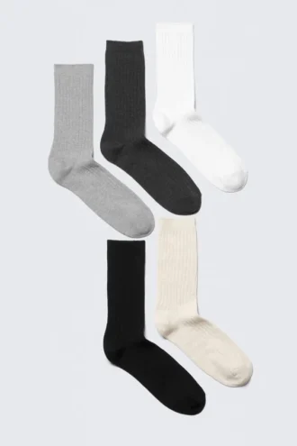 Pack de 5 calcetines acanalados – Mezcla básica