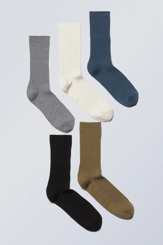Pack de 5 calcetines acanalados – Mezcla clásica multicolor Pack de 5 calcetines acanalados – Mezcla clásica multicolor