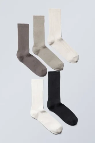 Pack de 5 calcetines acanalados – Mezcla de beige