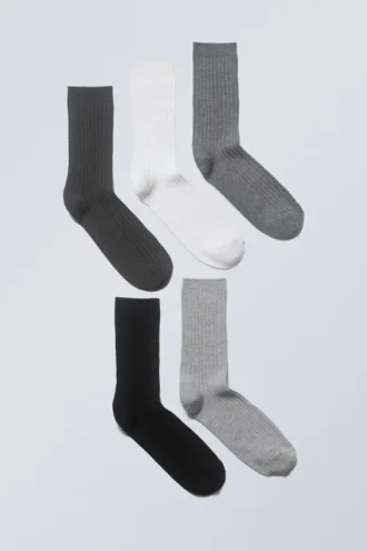 Pack de 5 calcetines acanalados – Mezcla de grises