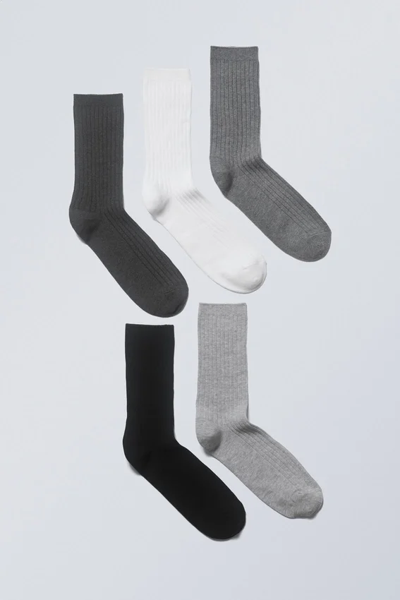 Pack de 5 calcetines acanalados – Mezcla de grises Pack de 5 calcetines acanalados – Mezcla de grises