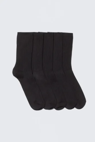 Pack de 5 calcetines acanalados – Negro