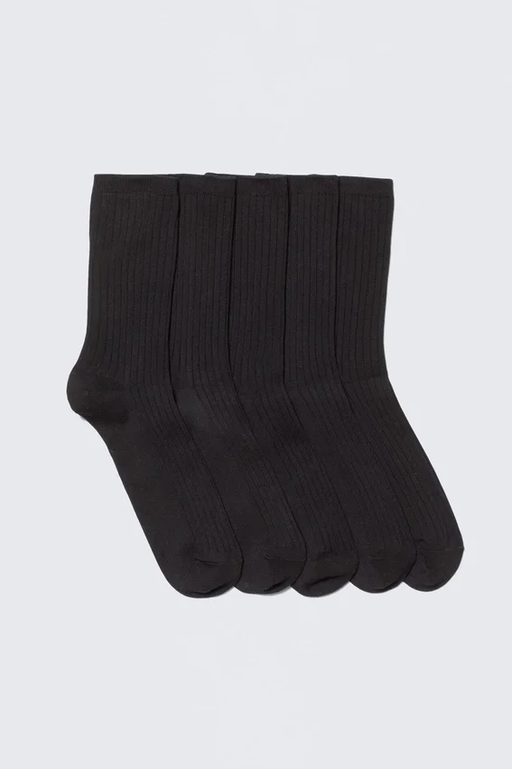 Pack de 5 calcetines acanalados – Negro Pack de 5 calcetines acanalados – Negro