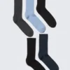 Pack de 5 calcetines acanalados – Negro/Gris/Azul Pack de 5 calcetines acanalados – Negro/Gris/Azul