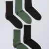 Pack de 5 calcetines deportivos – Negro Verde apagado Pack de 5 calcetines deportivos – Negro Verde apagado