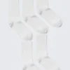 Pack de 5 pares de calcetines de caña media acanalados – Blanco Pack de 5 pares de calcetines de caña media acanalados – Blanco